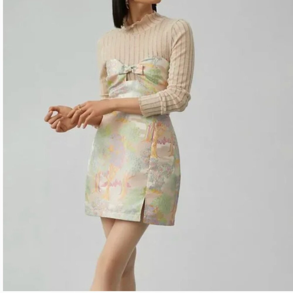 ⭐️ Maeve Strapless Bow Hipster Hippie Art Chic Classy Glam Romantic Mini Dress